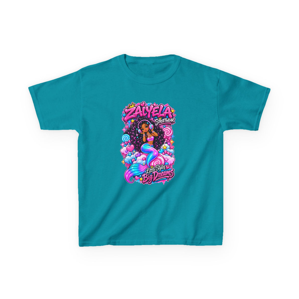 Kids Tee  Colorful Mermaid Cartoon Design