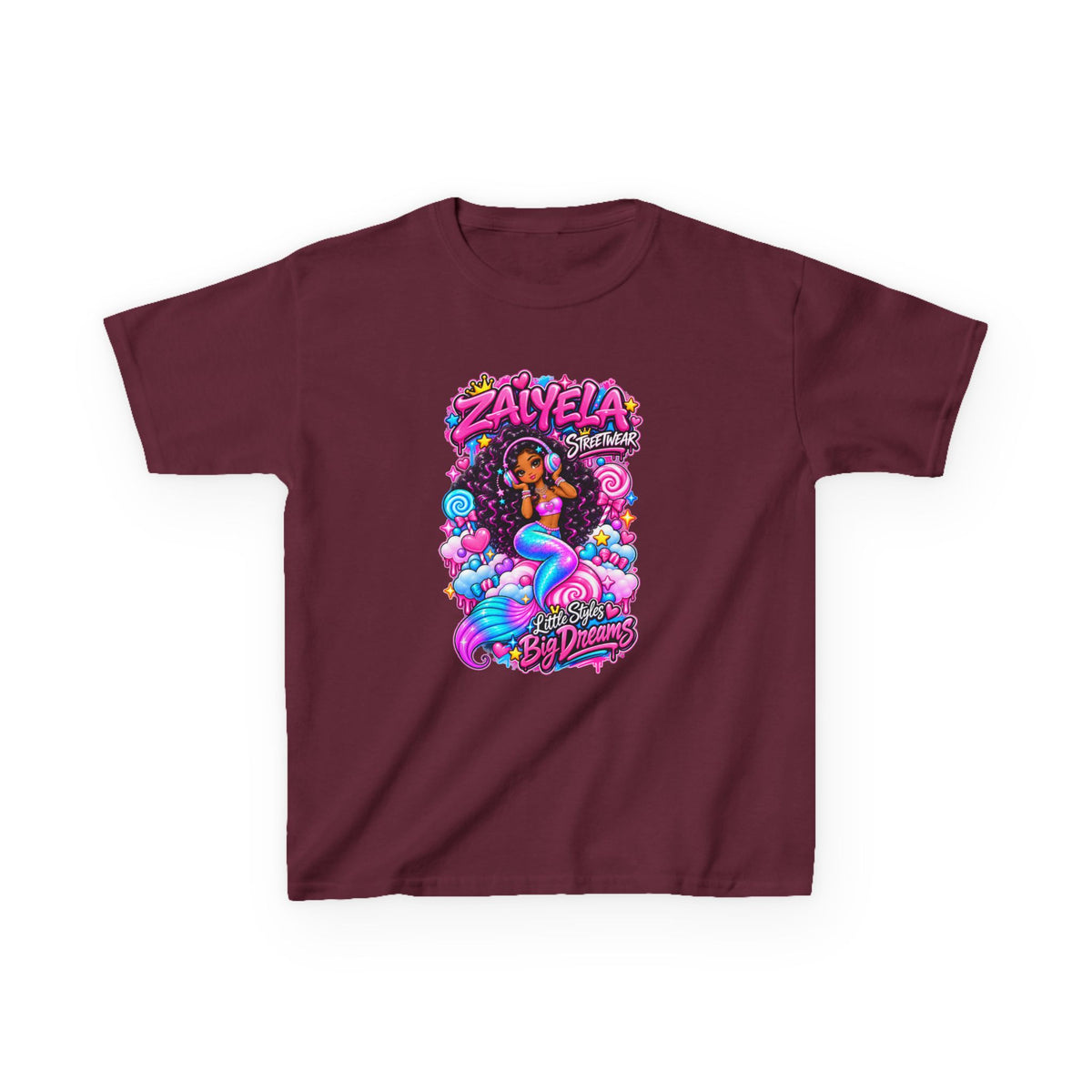 Kids Tee  Colorful Mermaid Cartoon Design