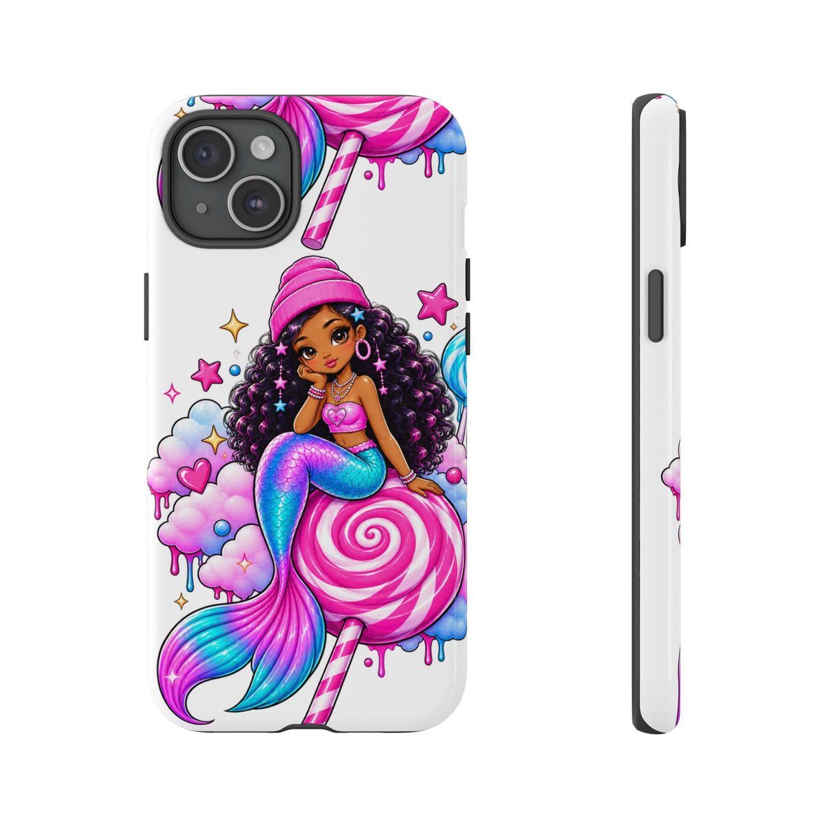 Cute Mermaid Candy Phone Case  Pink Lollipop Fantasy Tough Case