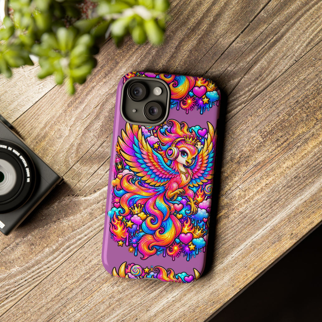 Phone Case — Vibrant Rainbow Phoenix with Headphones