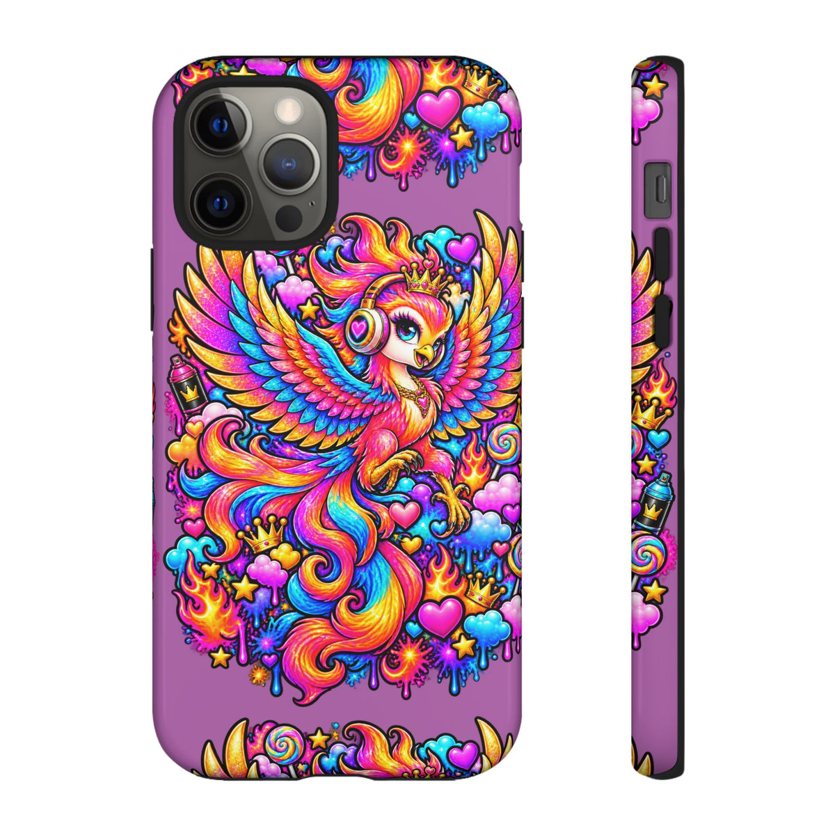 Phone Case — Vibrant Rainbow Phoenix with Headphones