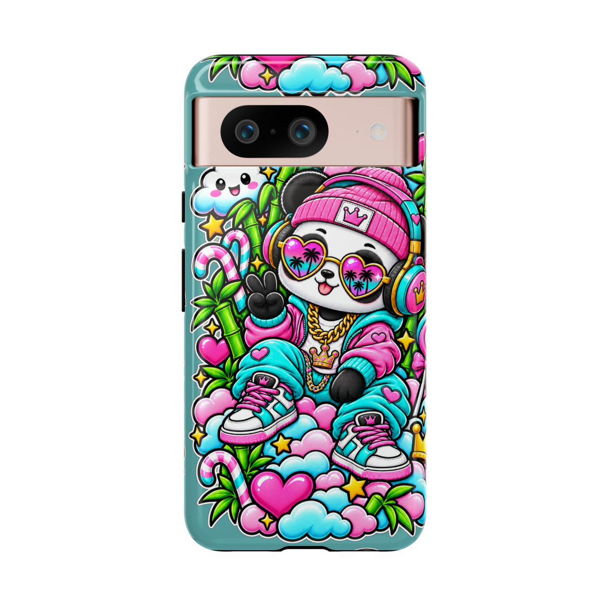 Cute Panda Phone Case Glam Panda Tropical Design