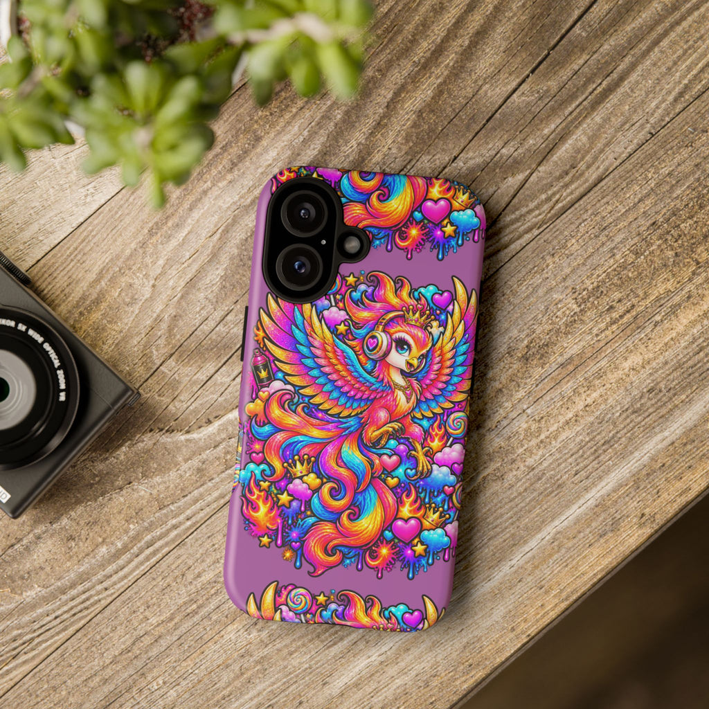 Phone Case — Vibrant Rainbow Phoenix with Headphones