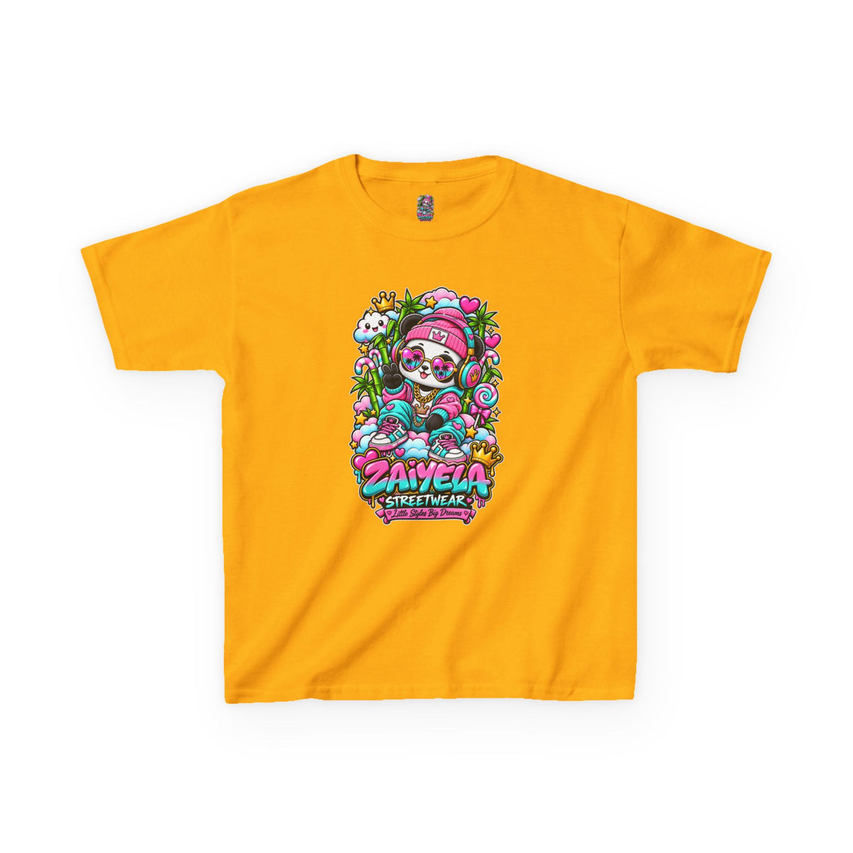 Kids T-Shirt Colorful Glam Panda Graphic Tee