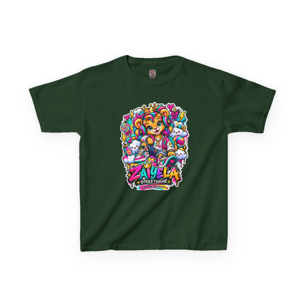 Kids Tee — Colorful Cartoon Rainbow Lion Cub Graphic