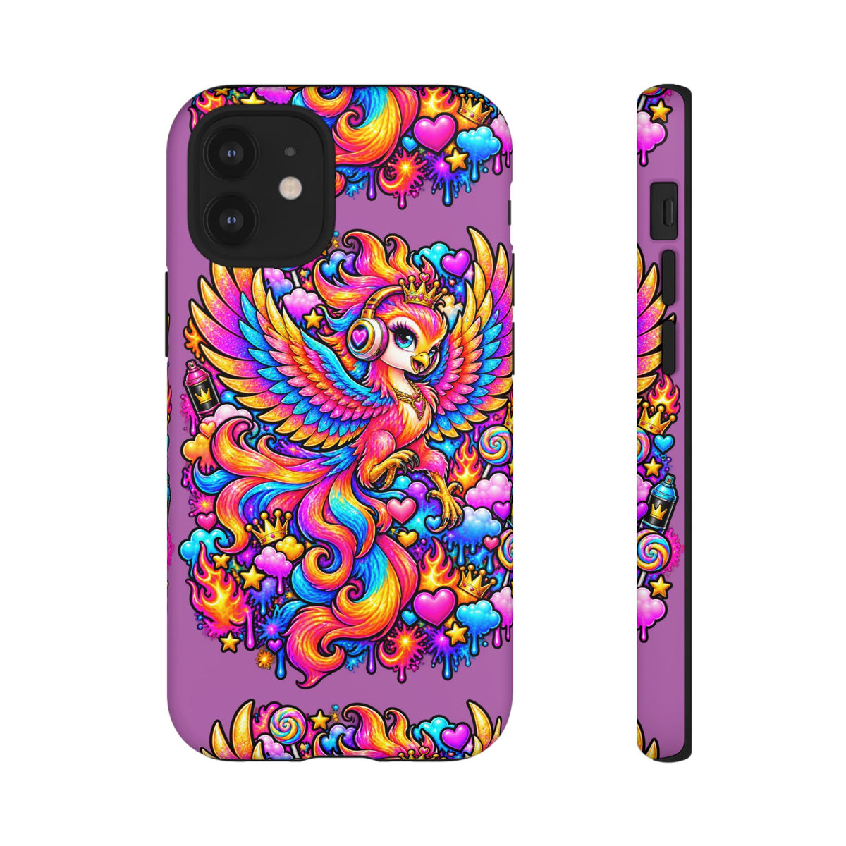 Phone Case — Vibrant Rainbow Phoenix with Headphones