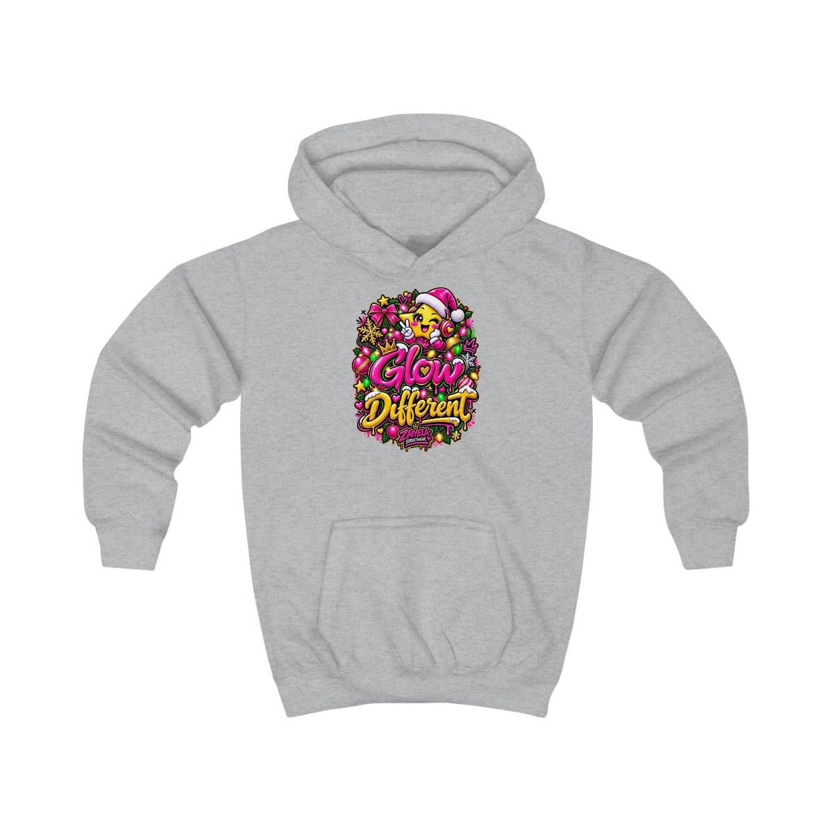 Kids Hoodie Glow Different Holiday Graphic Hoodie (Shine Bright Back Design)