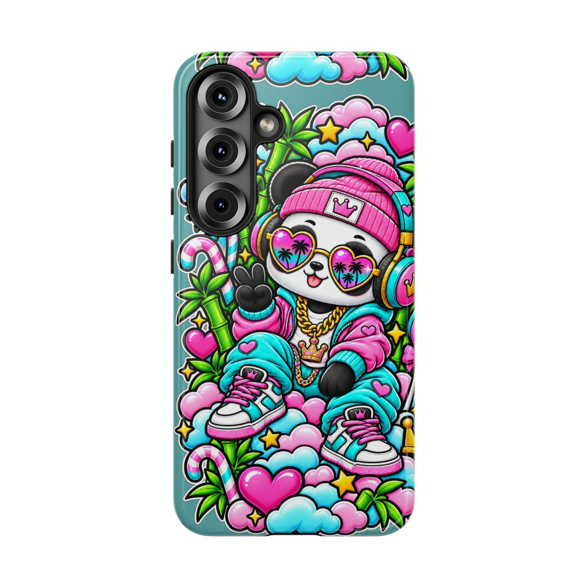 Cute Panda Phone Case Glam Panda Tropical Design