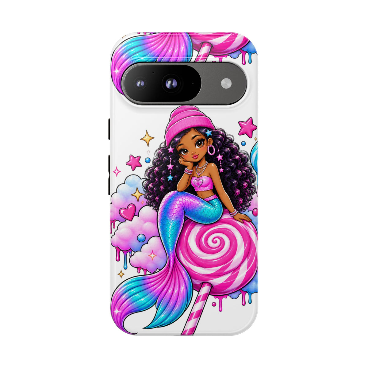 Cute Mermaid Candy Phone Case  Pink Lollipop Fantasy Tough Case