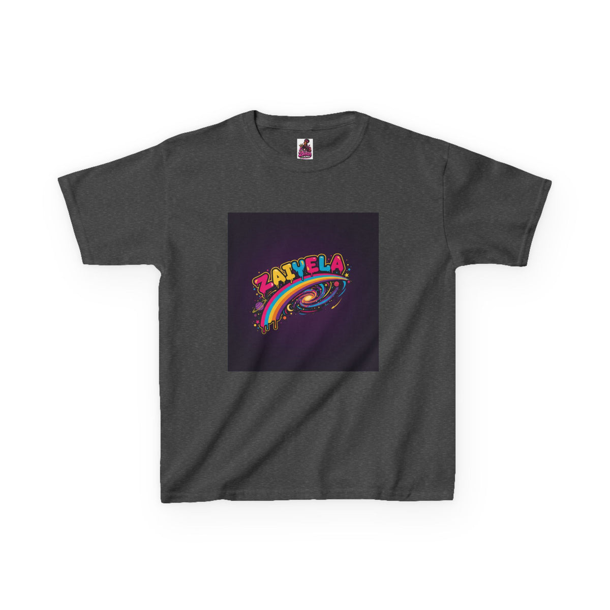 Kids T‑Shirt Colorful Rainbow Galaxy Name Zaiyela Graphic