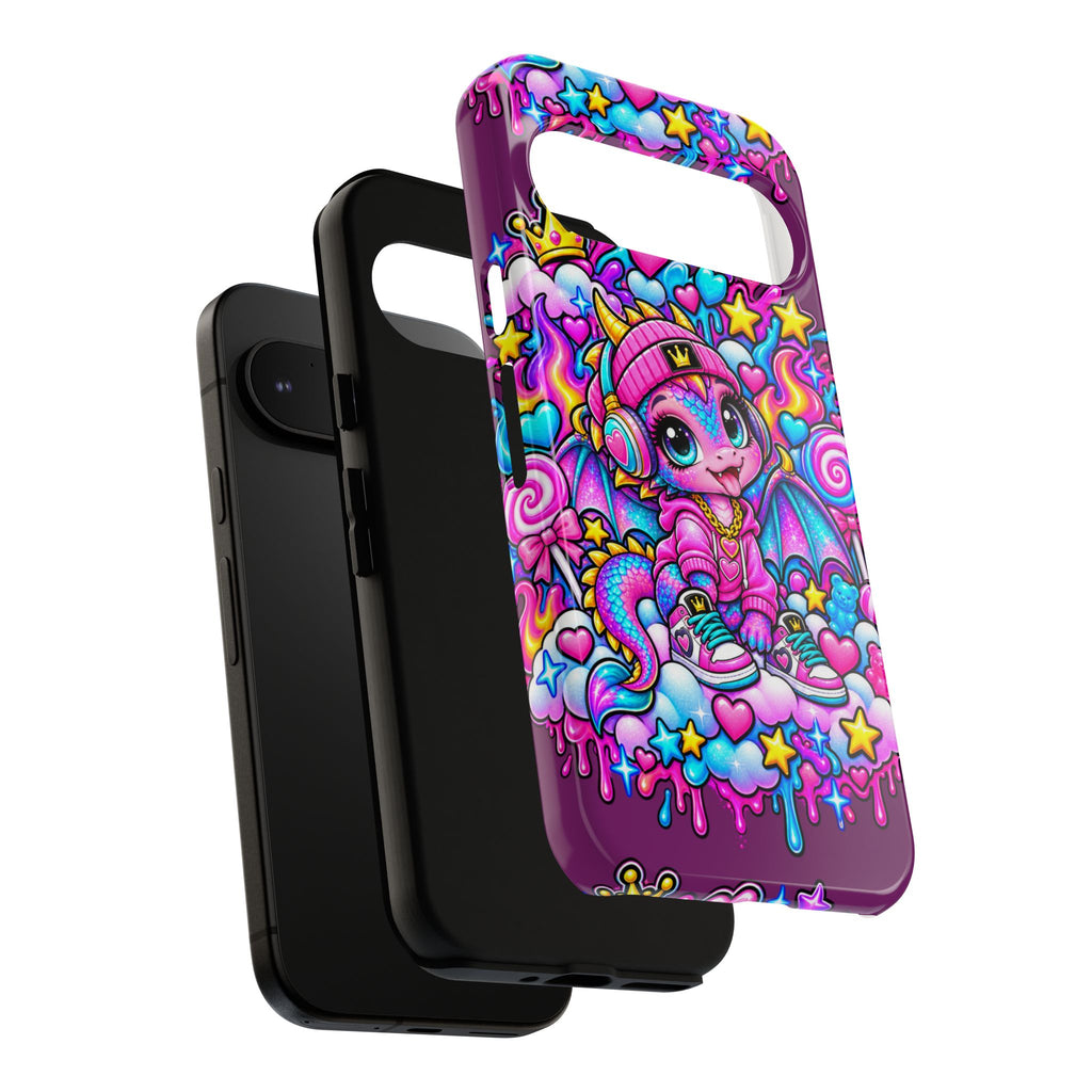 Cute Dragon Phone Case Purple Heart Crown Design