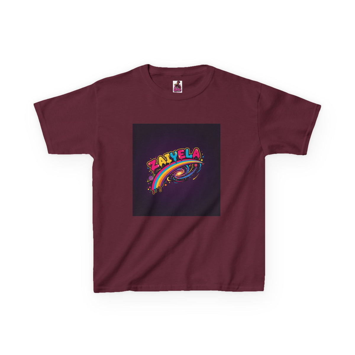 Kids T‑Shirt Colorful Rainbow Galaxy Name Zaiyela Graphic