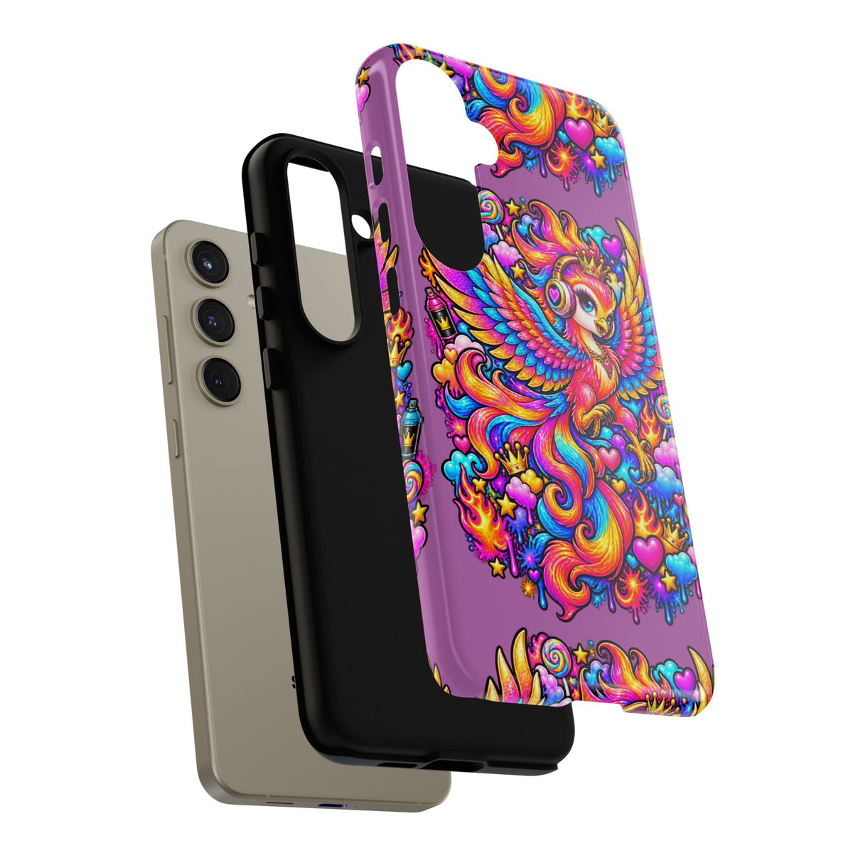 Phone Case — Vibrant Rainbow Phoenix with Headphones