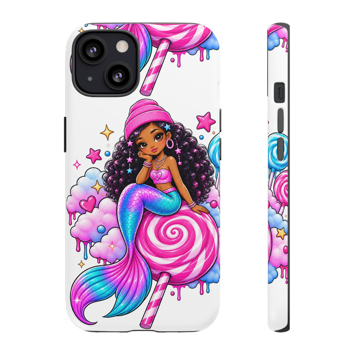 Cute Mermaid Candy Phone Case  Pink Lollipop Fantasy Tough Case