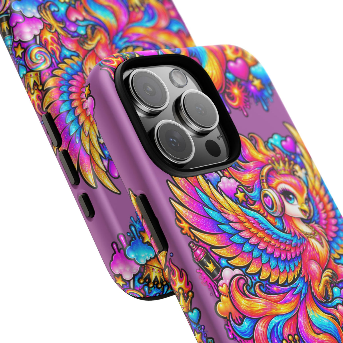 Phone Case — Vibrant Rainbow Phoenix with Headphones