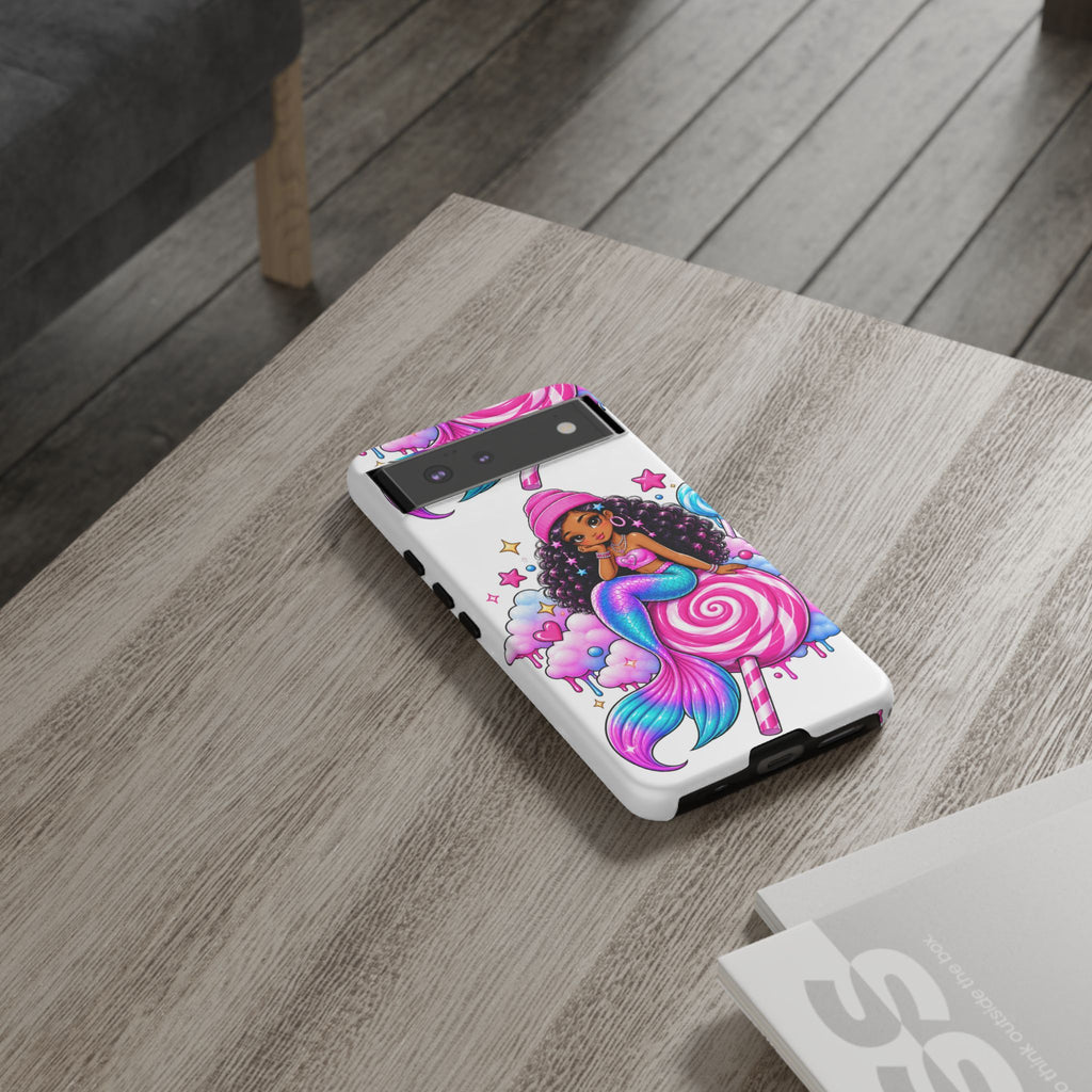 Cute Mermaid Candy Phone Case  Pink Lollipop Fantasy Tough Case