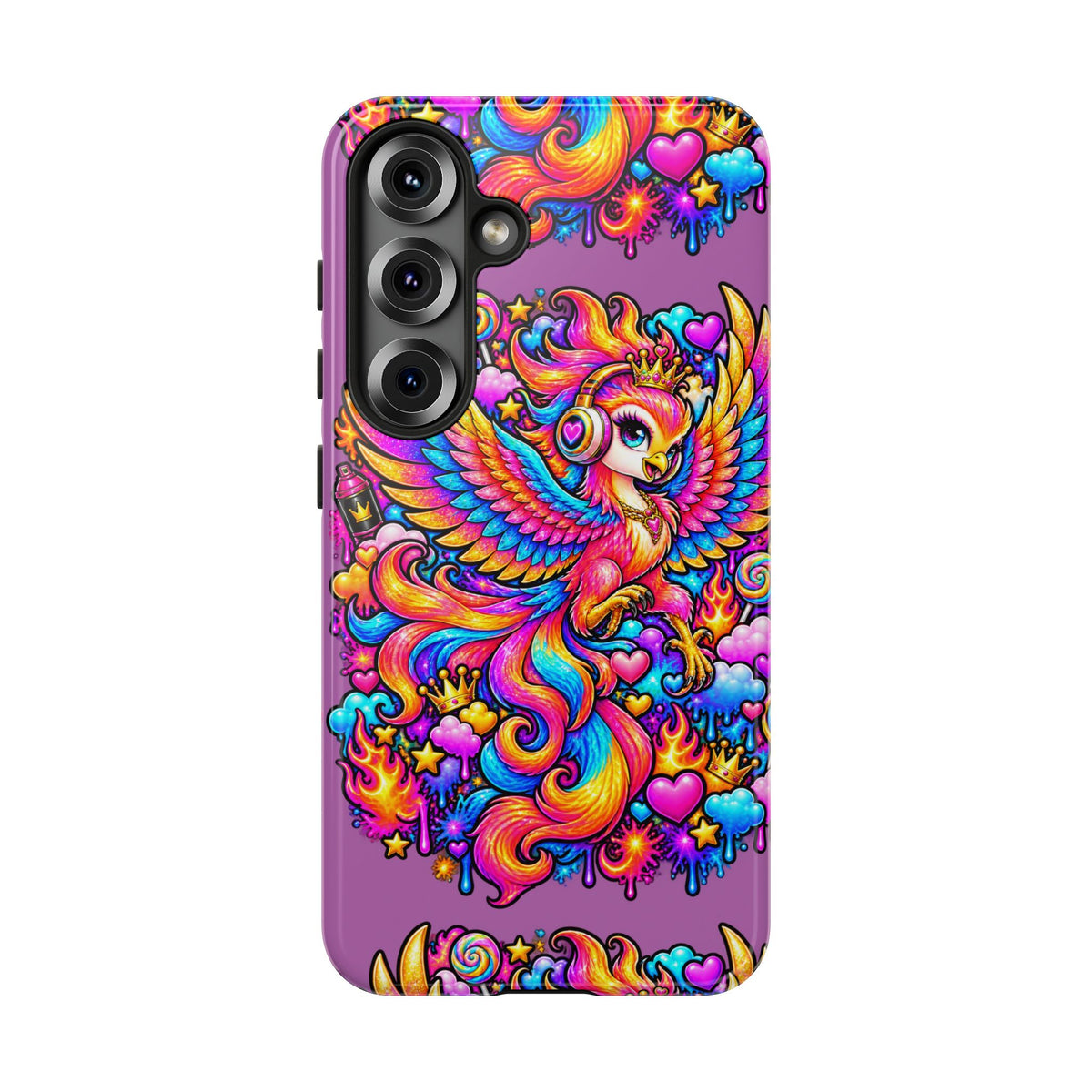 Phone Case — Vibrant Rainbow Phoenix with Headphones