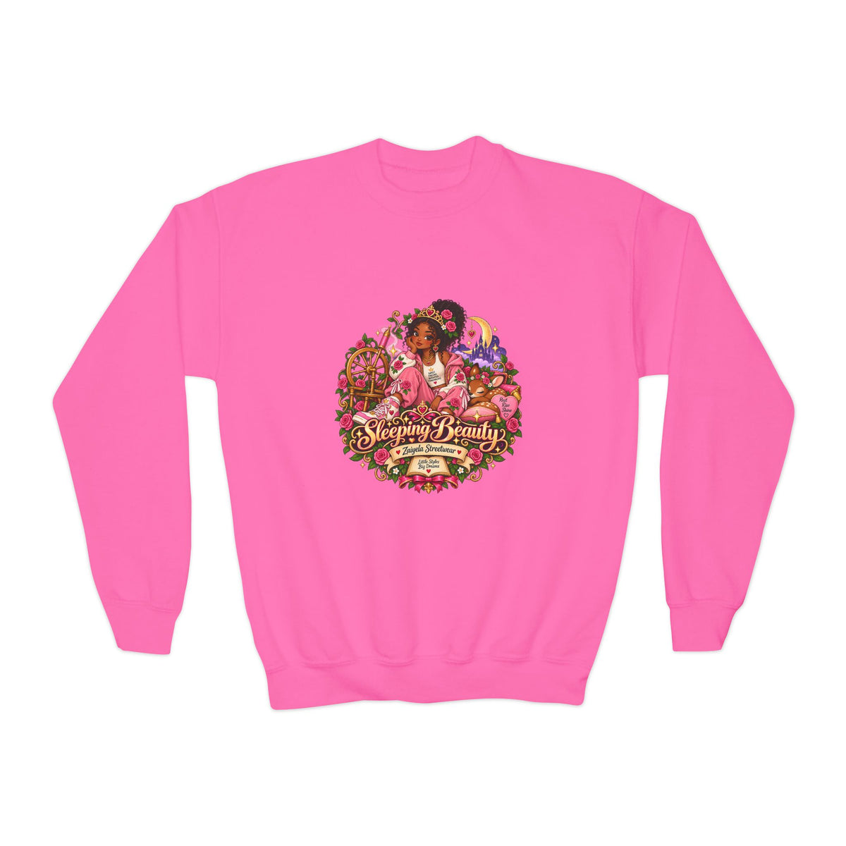 Youth Crewneck Sweatshirt Everyone Beautiful Floral Portrait Graphic