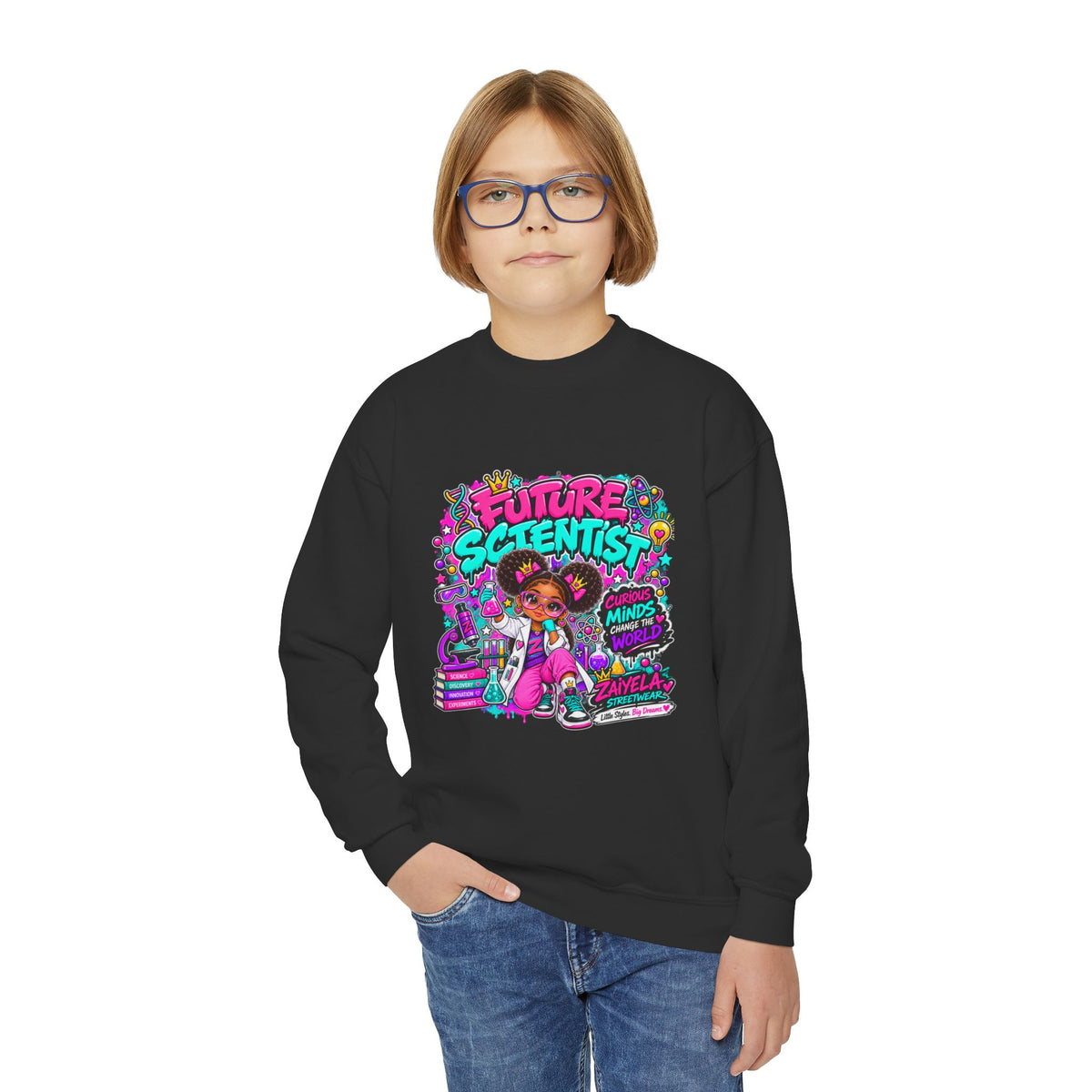 Future Scientist Youth Sweatshirt — Bright STEM Crewneck for Kids
