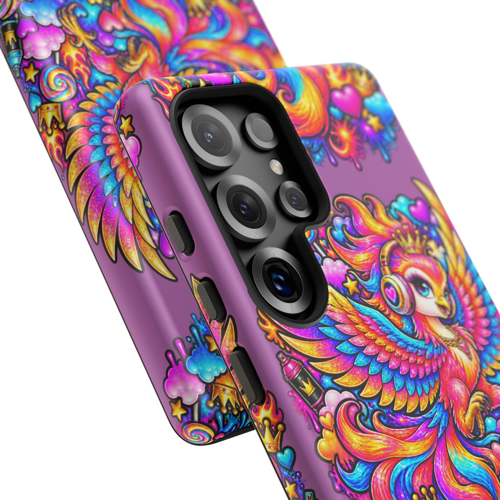 Phone Case — Vibrant Rainbow Phoenix with Headphones