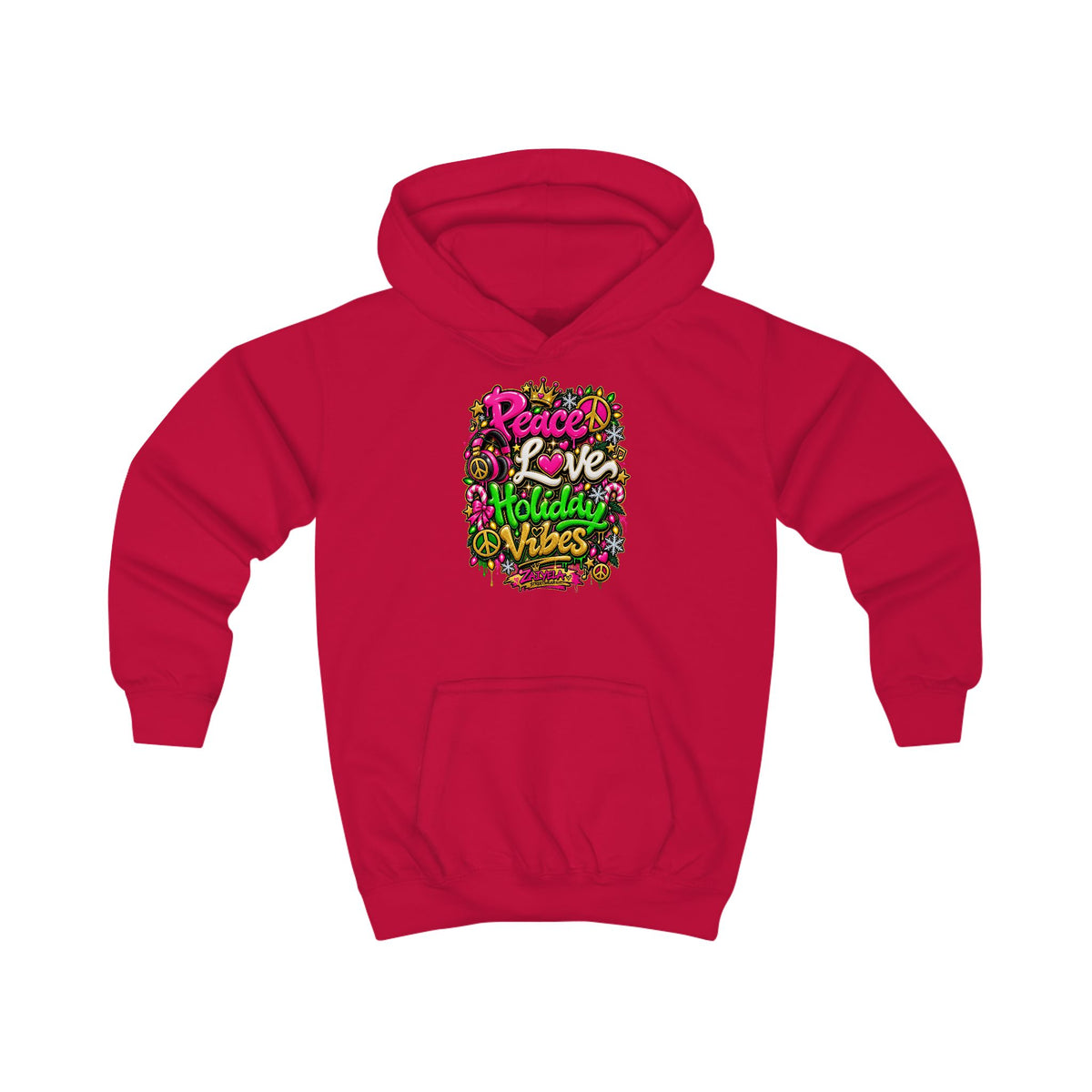 Kids Hoodie Peace • Love • Holiday Vibes Holiday Vibes Graphic Hoodie (Peace, Love, Holiday Vibes)