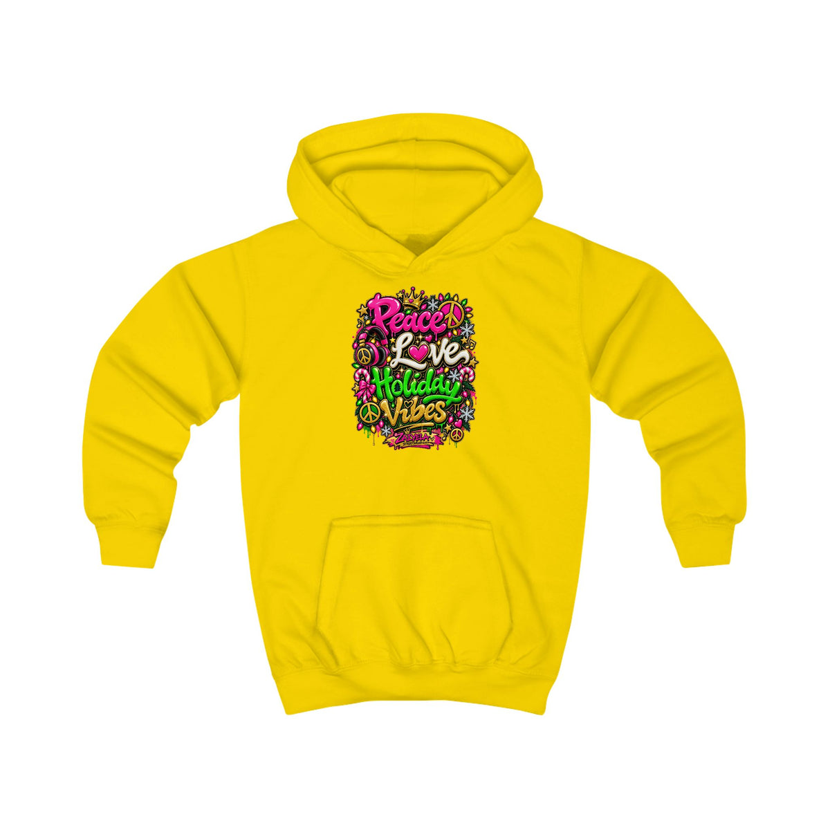 Kids Hoodie Peace • Love • Holiday Vibes Holiday Vibes Graphic Hoodie (Peace, Love, Holiday Vibes)