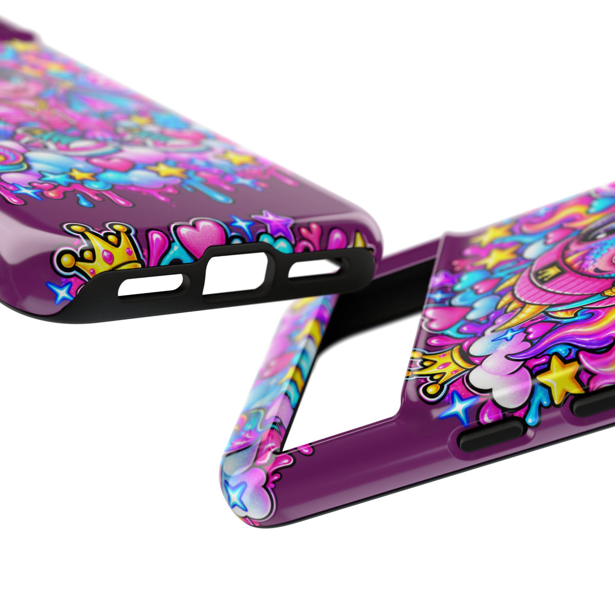 Cute Dragon Phone Case Purple Heart Crown Design
