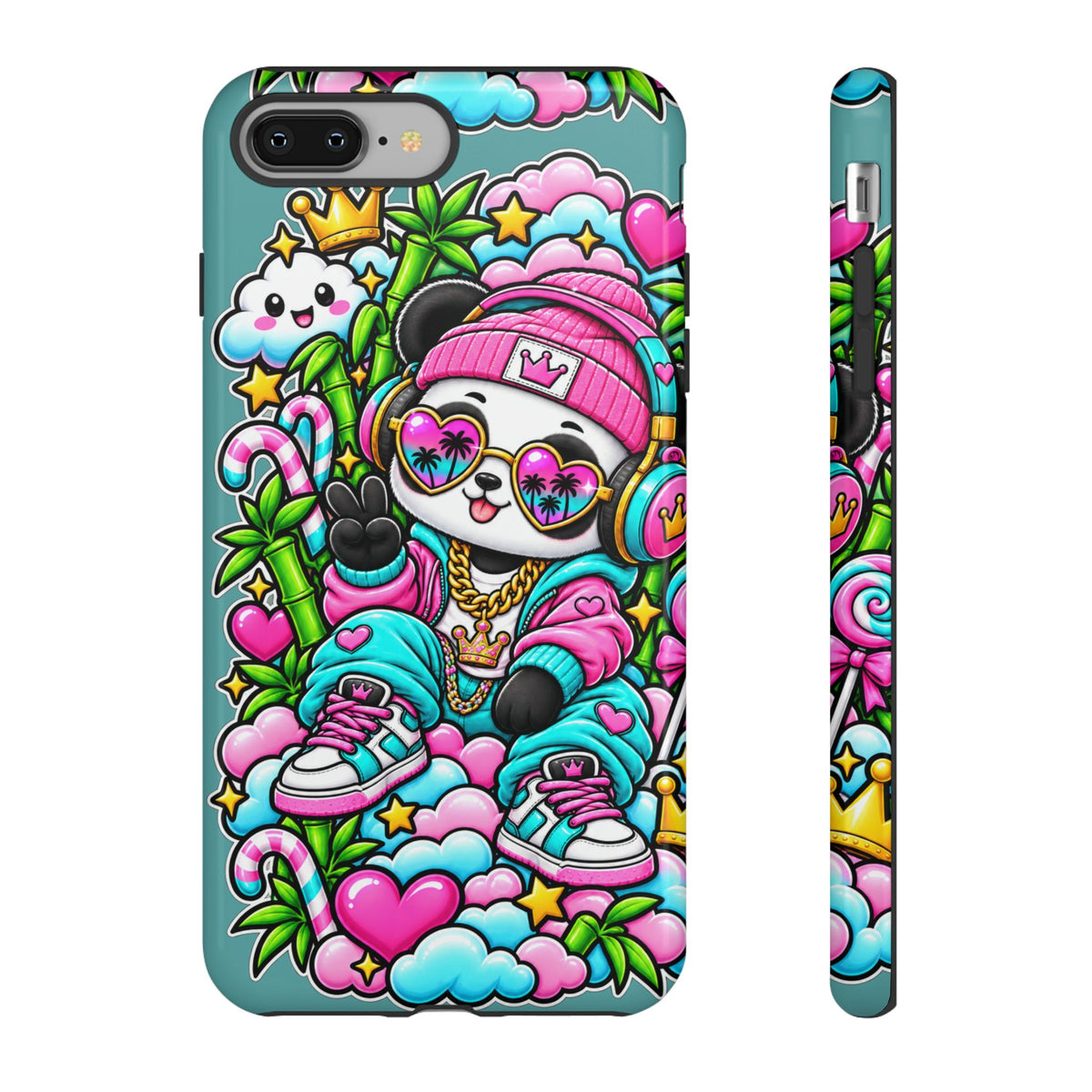 Cute Panda Phone Case Glam Panda Tropical Design