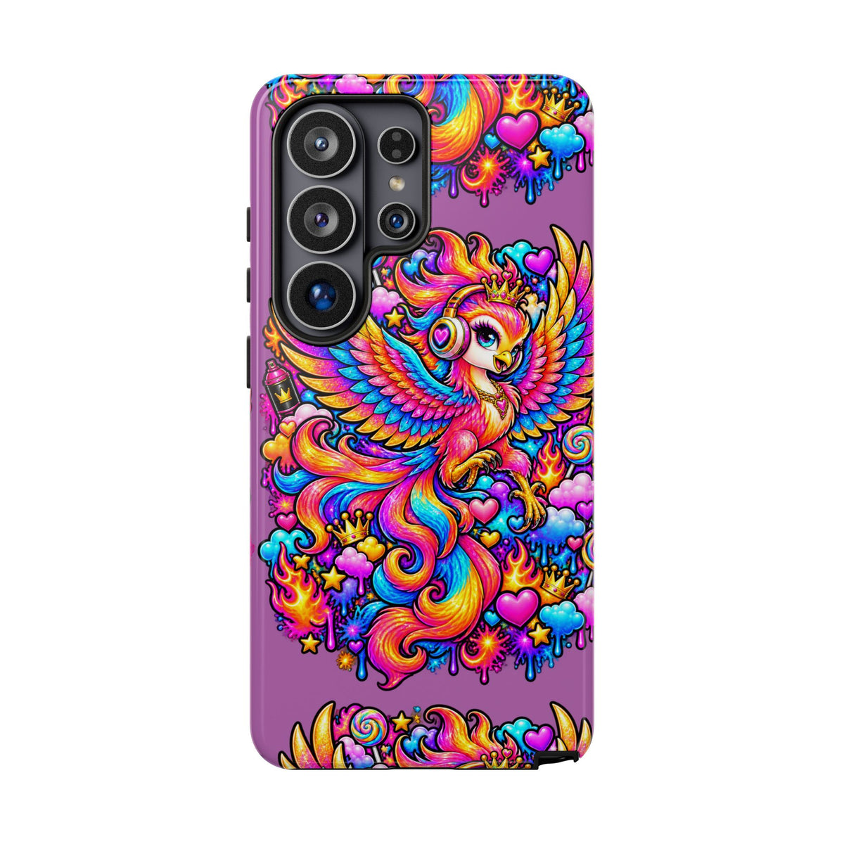 Phone Case — Vibrant Rainbow Phoenix with Headphones