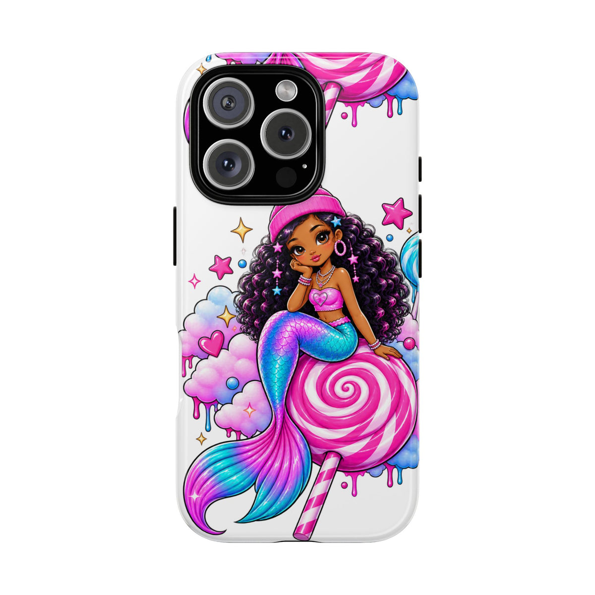 Cute Mermaid Candy Phone Case  Pink Lollipop Fantasy Tough Case