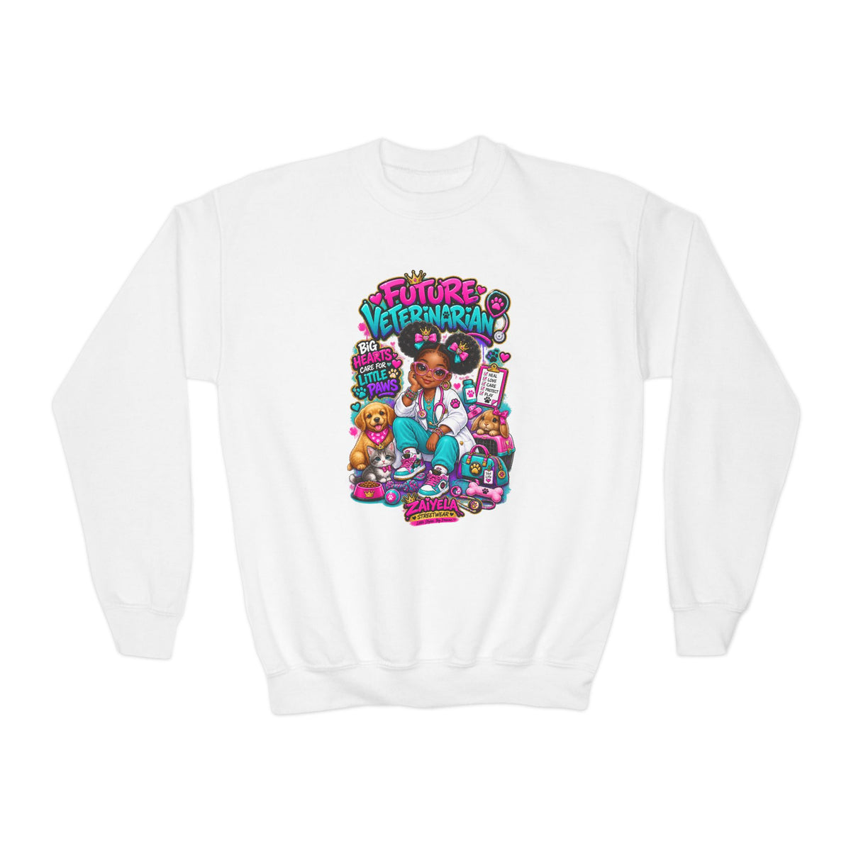 Youth Crewneck Sweatshirt Future Veterinarian Cute Veterinary Kid Graphic
