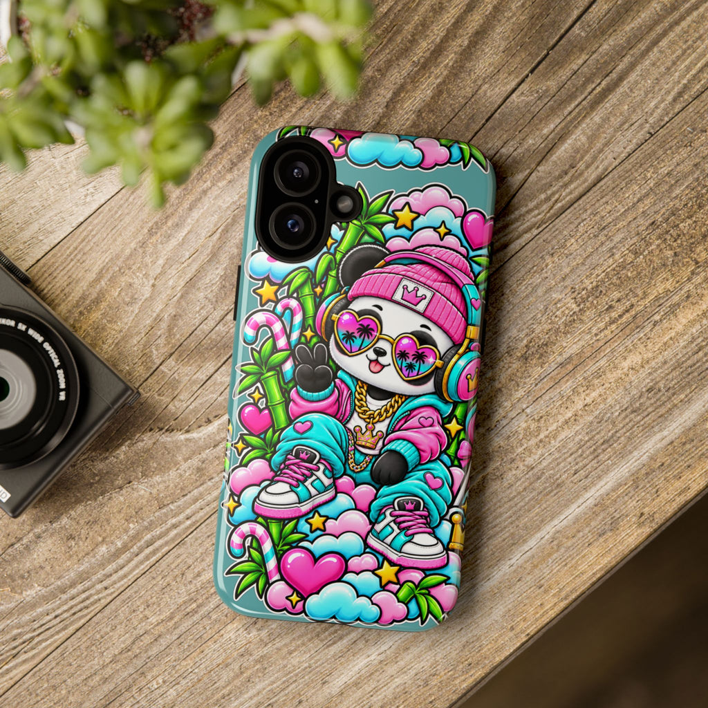 Cute Panda Phone Case Glam Panda Tropical Design