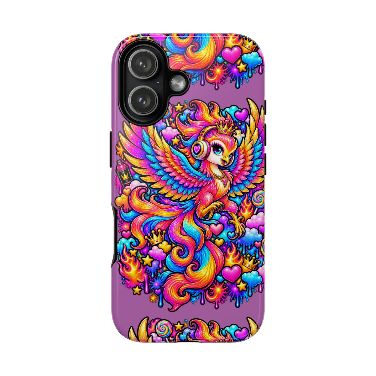 Phone Case — Vibrant Rainbow Phoenix with Headphones