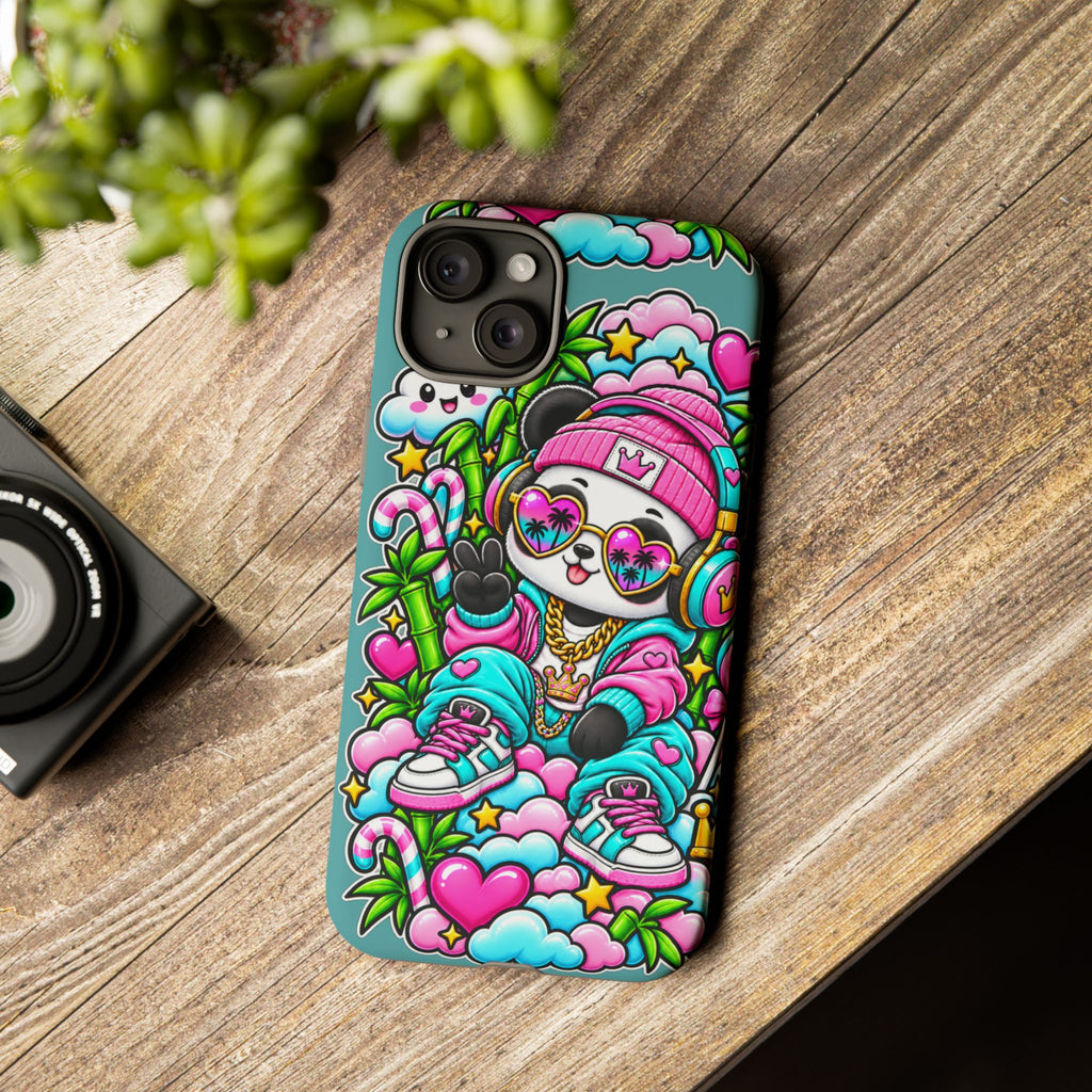 Cute Panda Phone Case Glam Panda Tropical Design