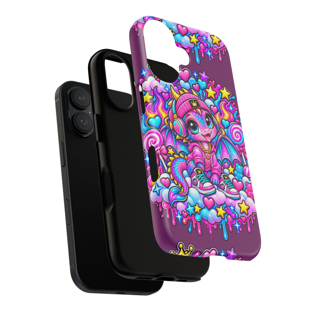 Cute Dragon Phone Case Purple Heart Crown Design