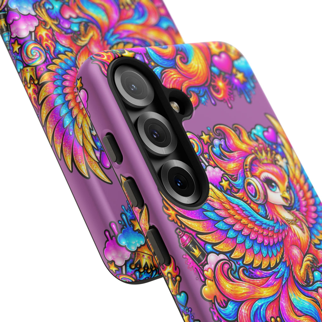 Phone Case — Vibrant Rainbow Phoenix with Headphones