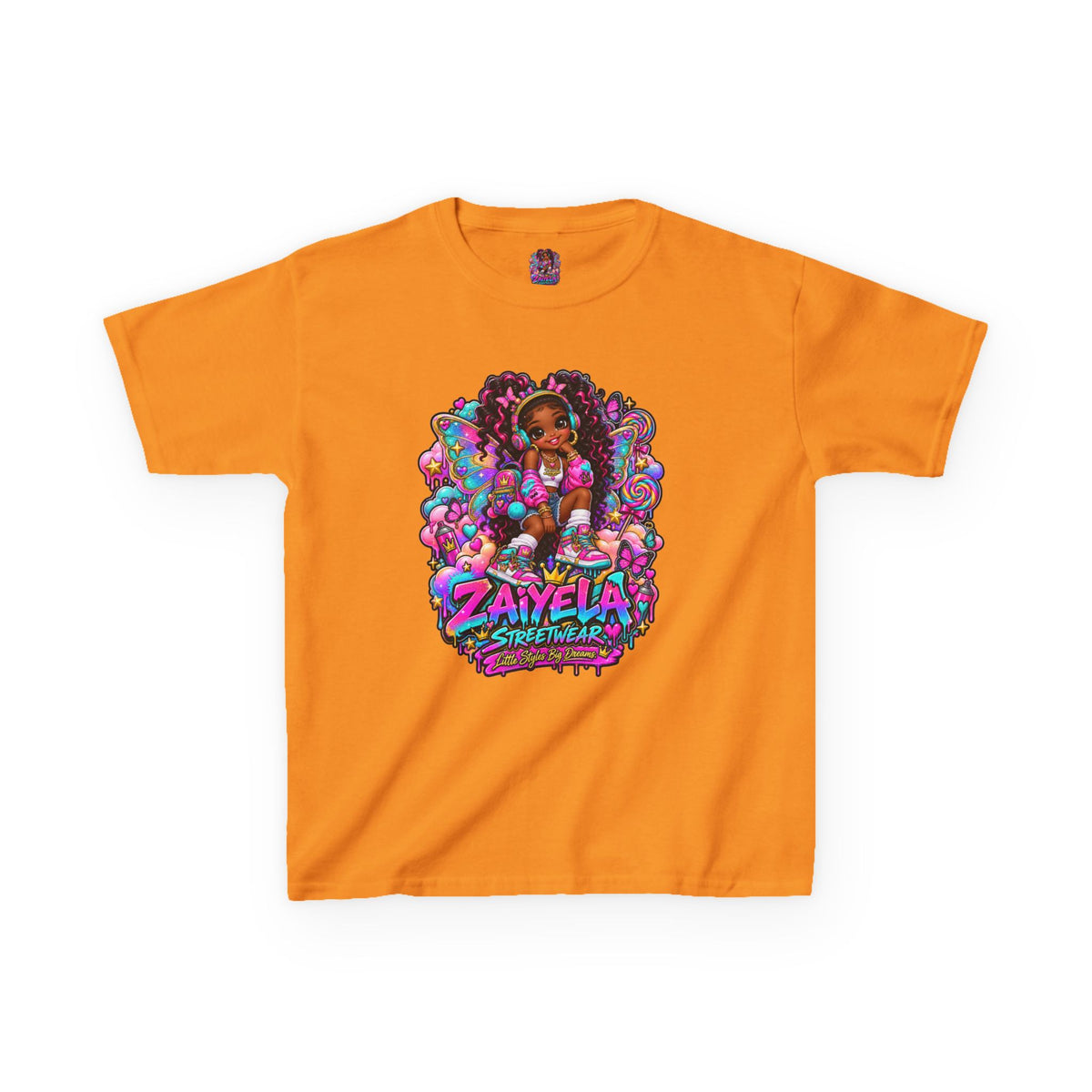 Kids T‑Shirt — Colorful Fairy Streetwear Princess Cartoon Girl Graphic Shirt for Kids