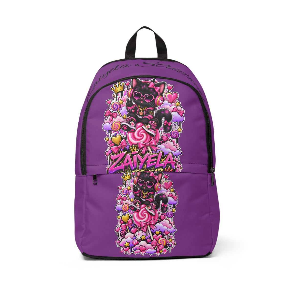 Purple Cat Candy Backpack — Personalized Magical Kitty School Bag