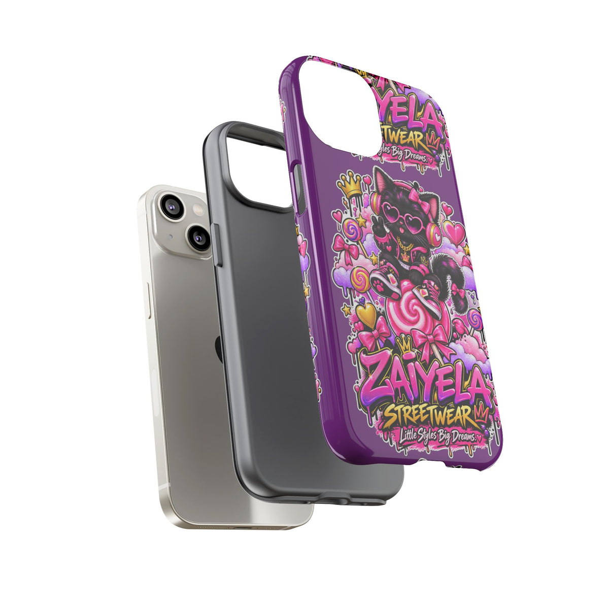 Cute Black Cat Candy Phone Case — Zaiyela Streetwear Magical Kitty