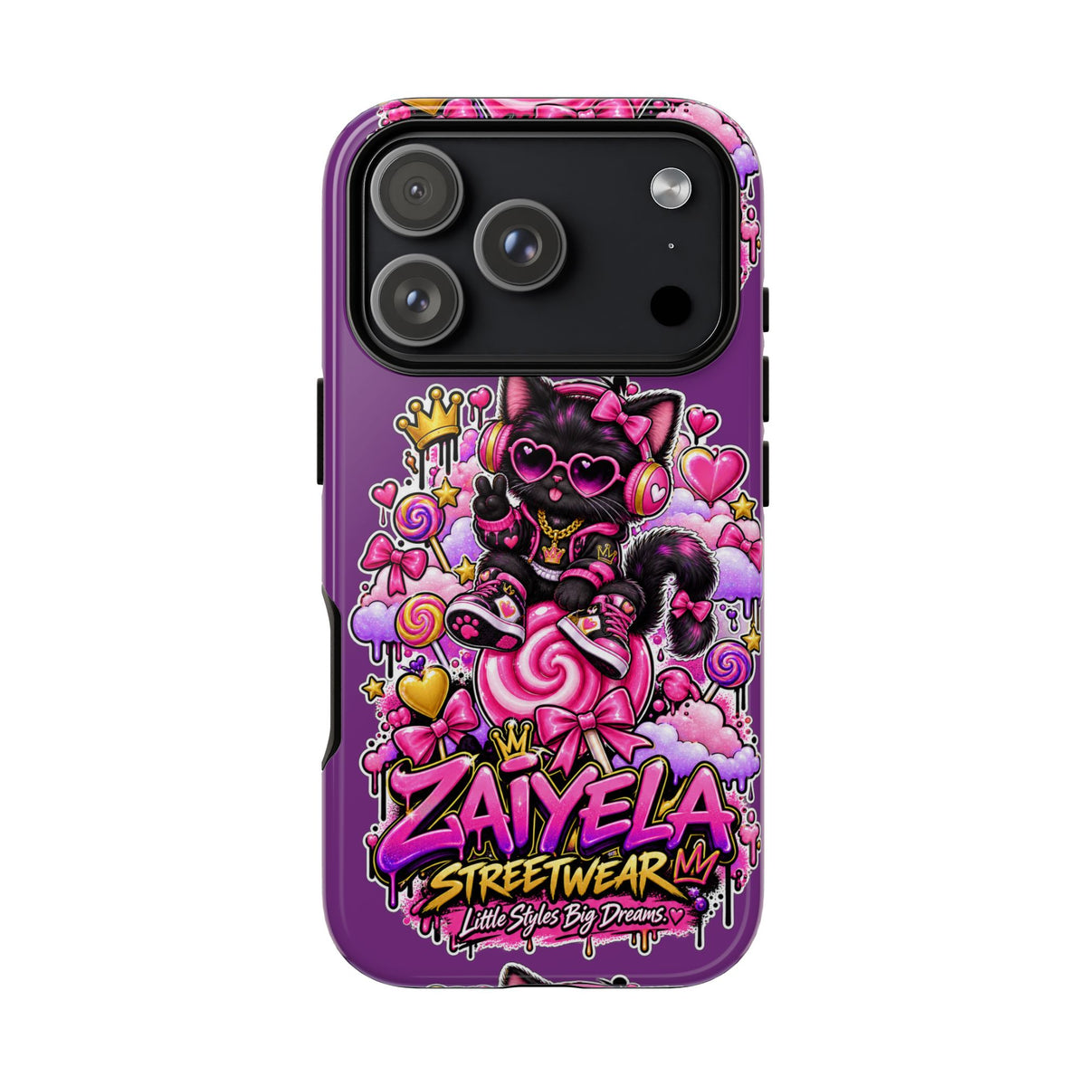 Cute Black Cat Candy Phone Case — Zaiyela Streetwear Magical Kitty