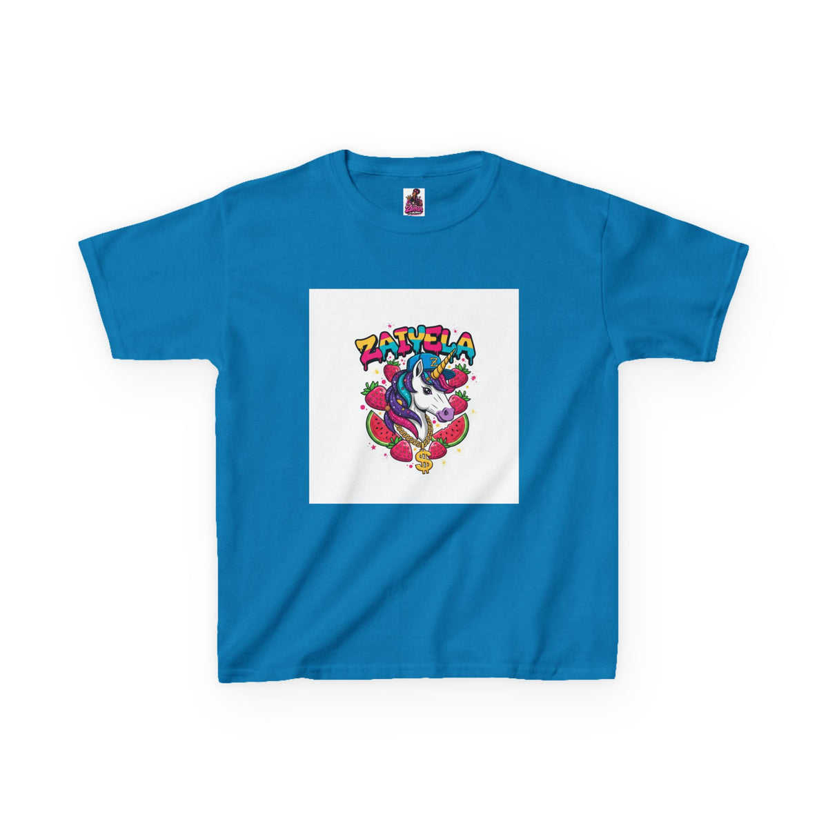 Kids Unicorn Graphic Tee Colorful Zaiyela Rainbow Design