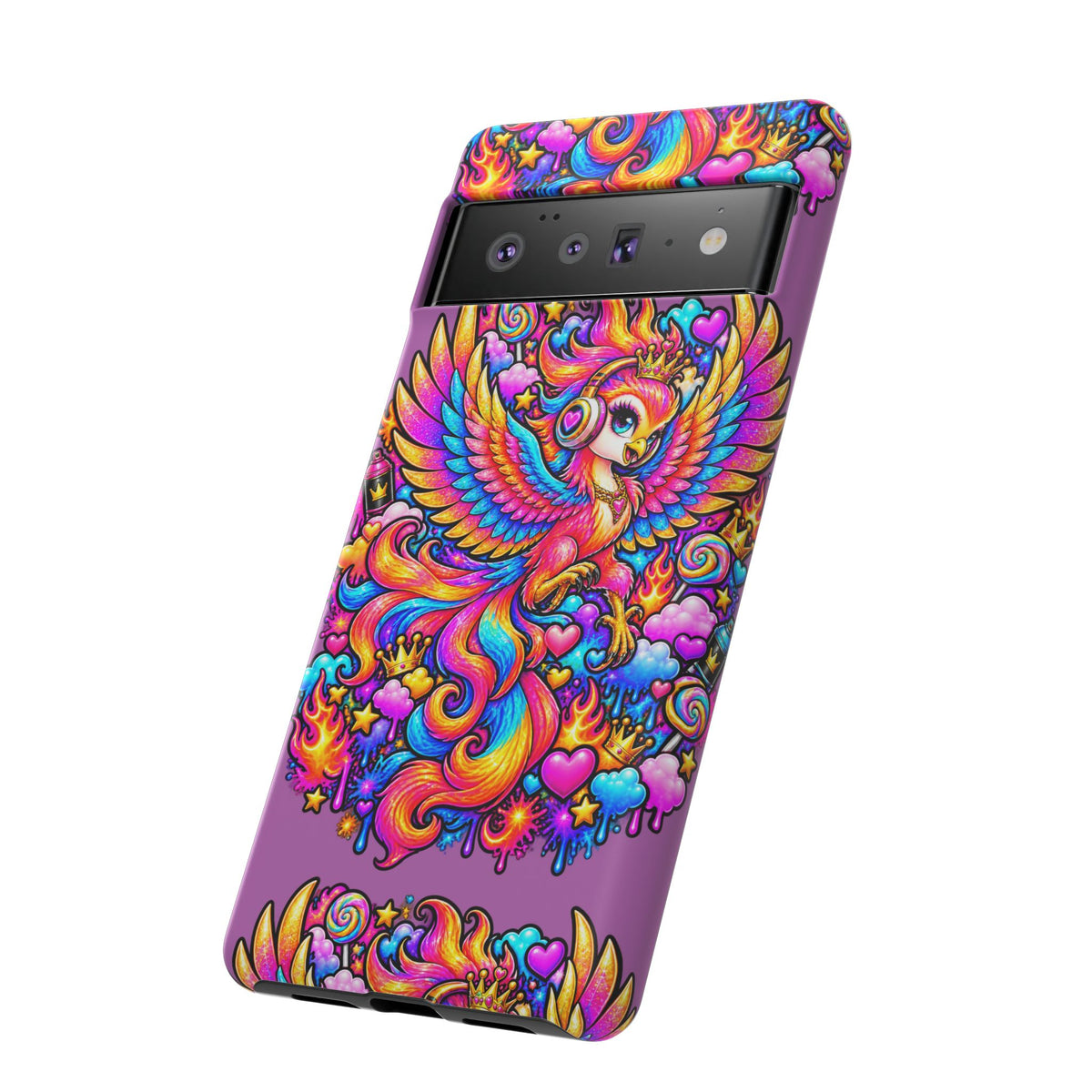 Phone Case — Vibrant Rainbow Phoenix with Headphones