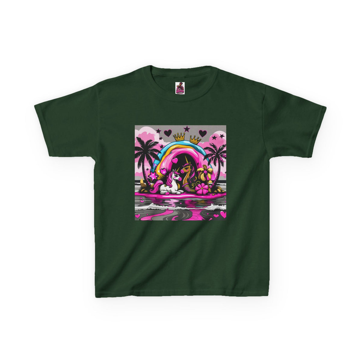 Kids Unicorn Rainbow Tee  Cute Pink Fantasy Graphic T-Shirt for Girls