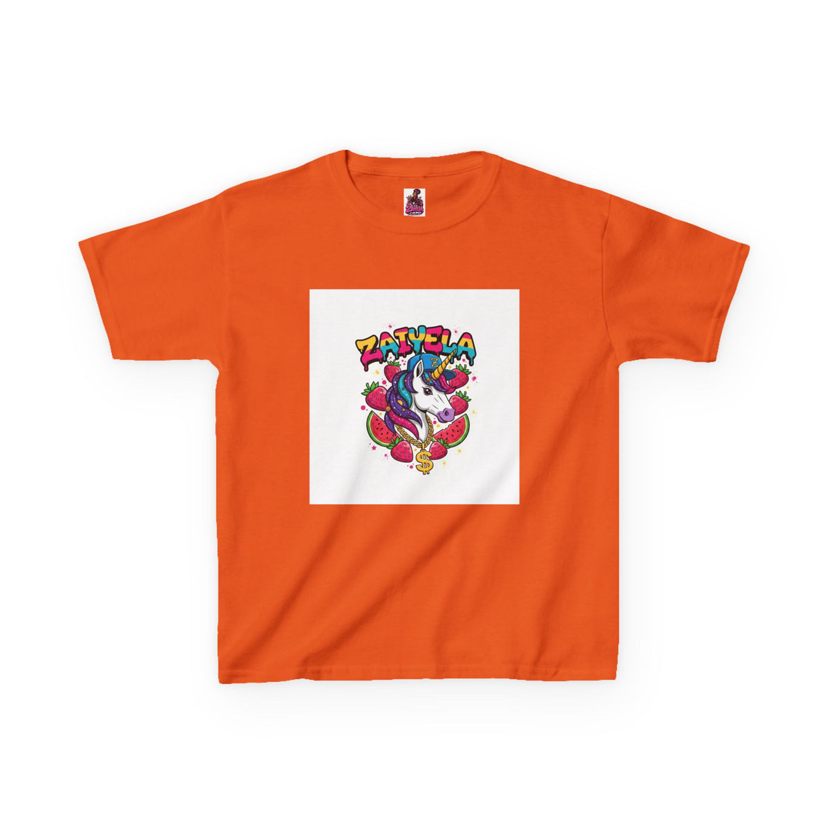 Kids Unicorn Graphic Tee Colorful Zaiyela Rainbow Design