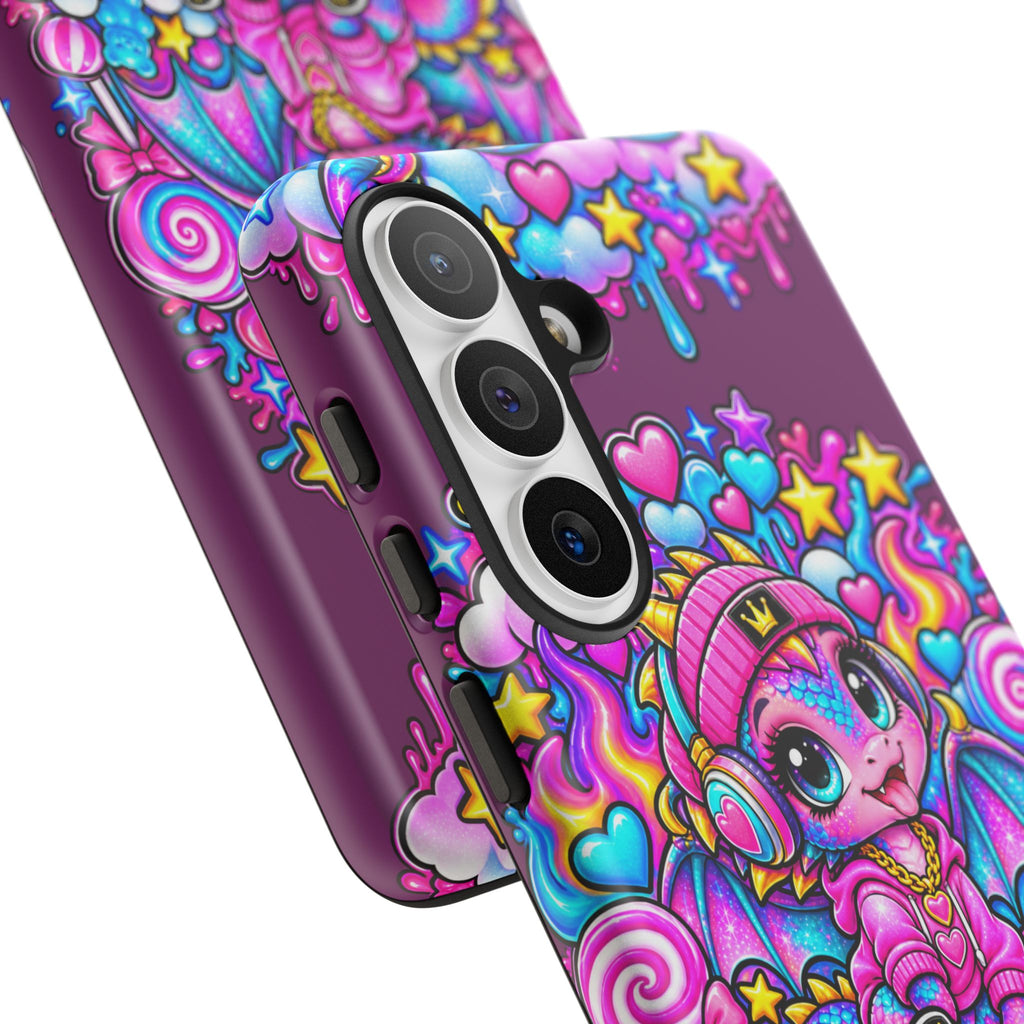 Cute Dragon Phone Case Purple Heart Crown Design