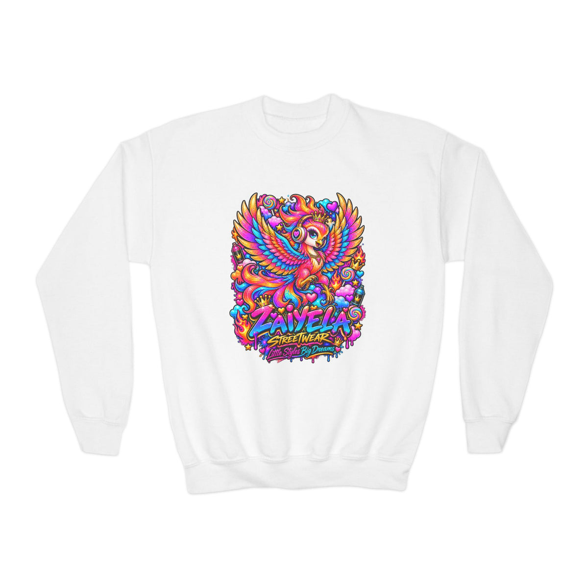 Youth Crewneck Sweatshirt — Colorful  Phoenix Graphic