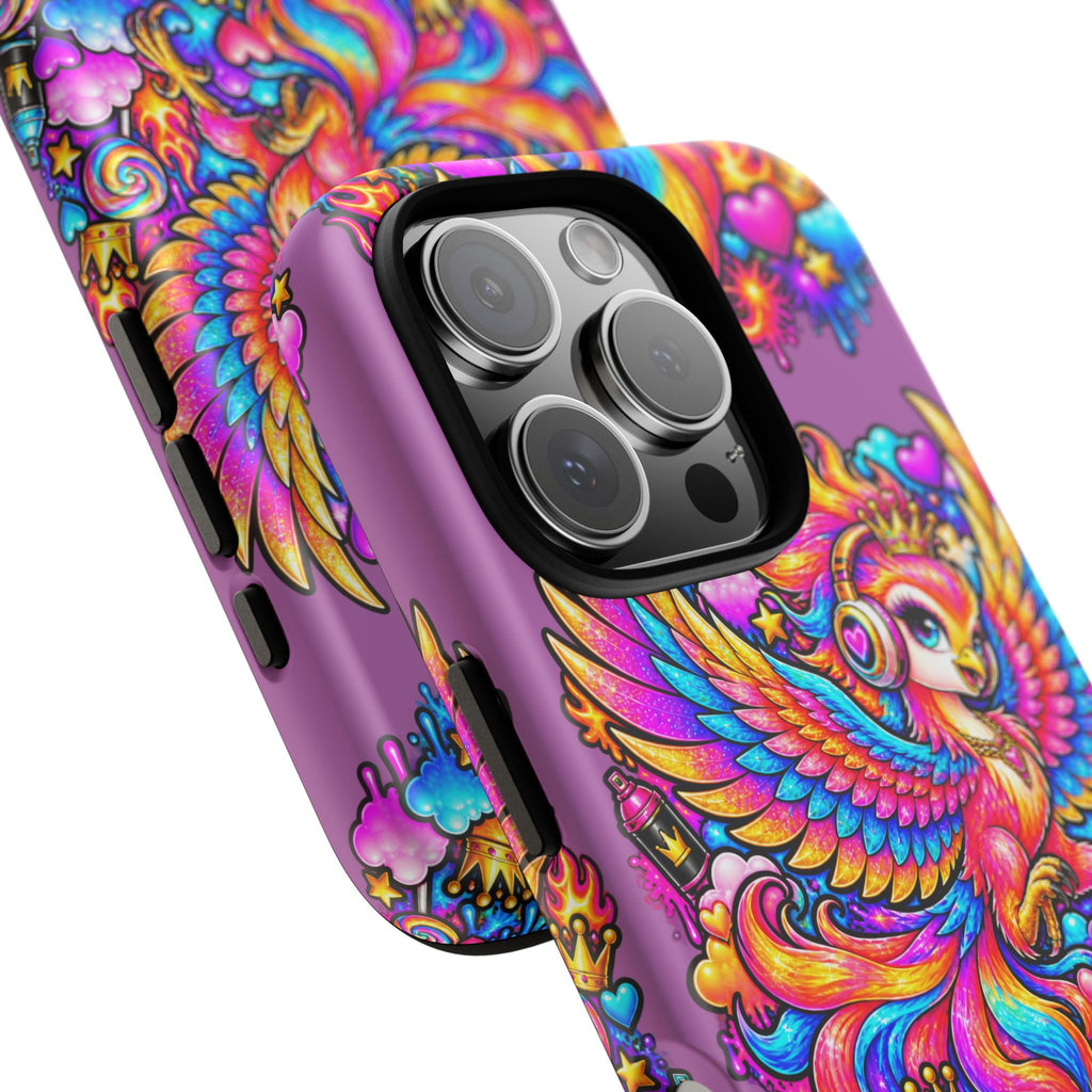 Phone Case — Vibrant Rainbow Phoenix with Headphones