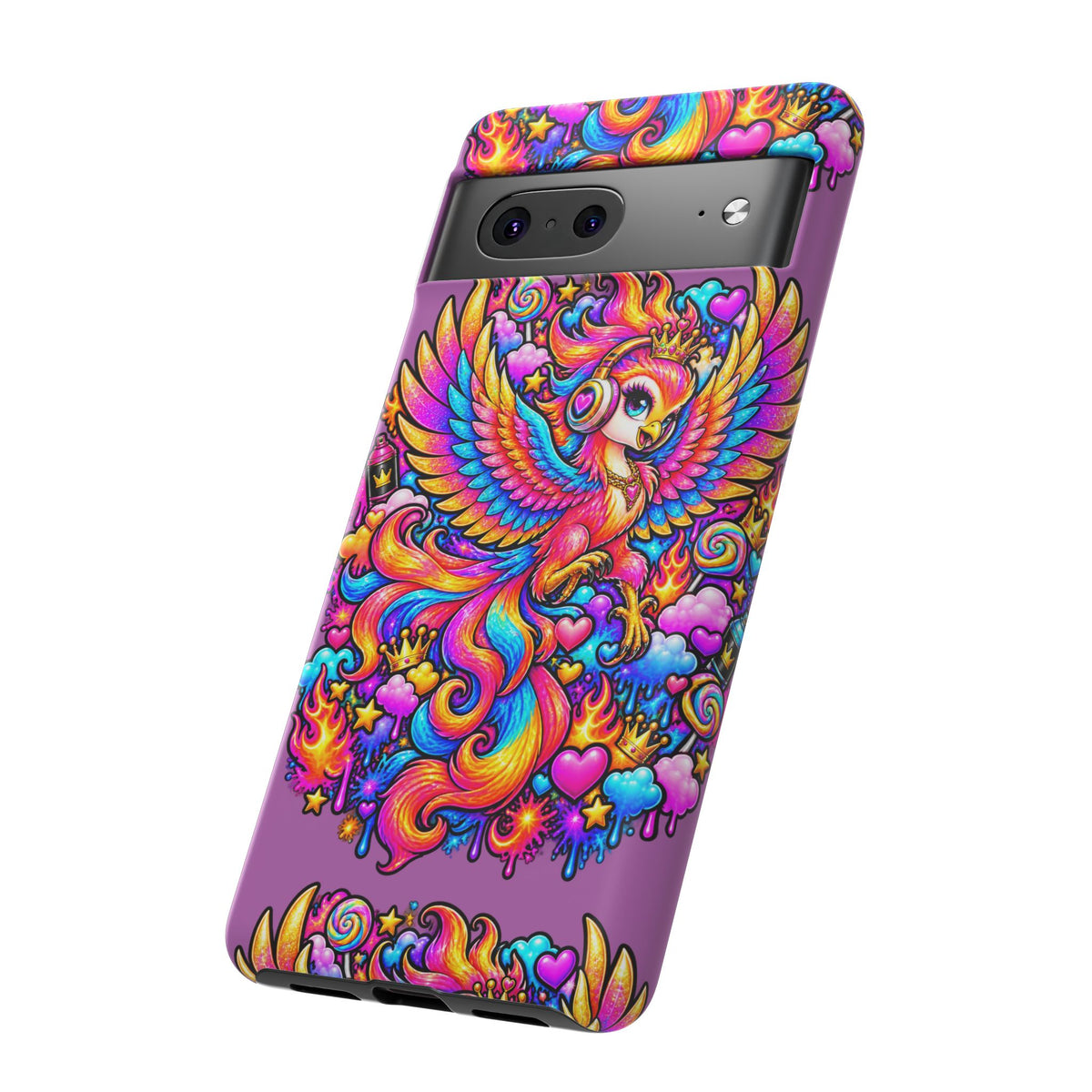 Phone Case — Vibrant Rainbow Phoenix with Headphones