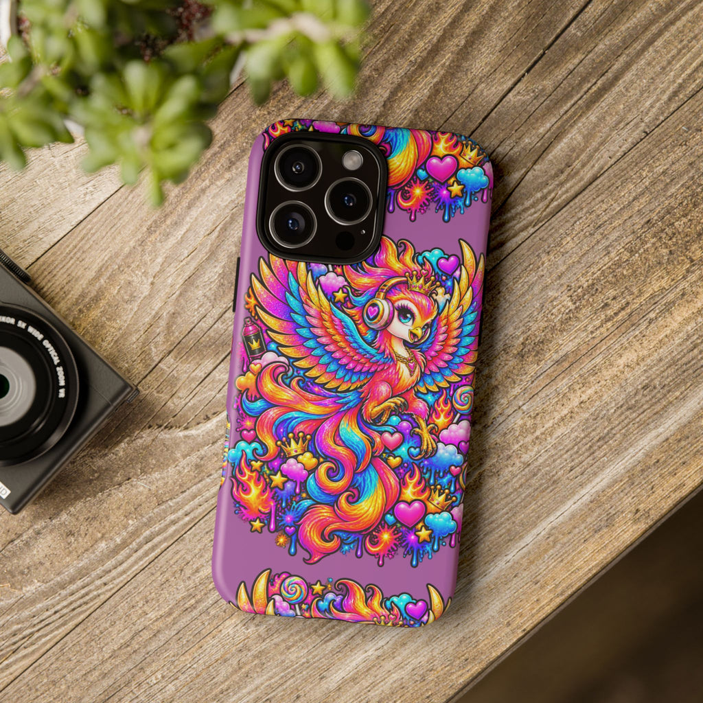 Phone Case — Vibrant Rainbow Phoenix with Headphones