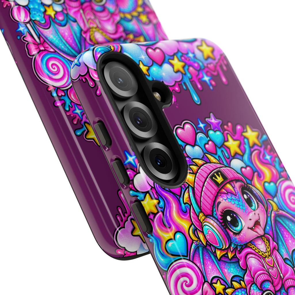 Cute Dragon Phone Case Purple Heart Crown Design